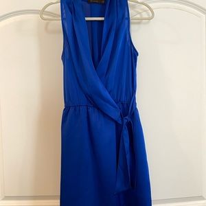 Royal blue wrap dress with bow